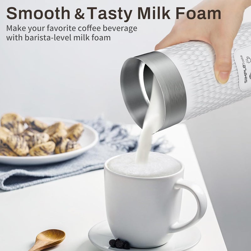 SIMPLETASTE Milk Frother, 4-in-1 Electric Milk Steamer, Automatic Warm and Cold Foam Maker and Milk Warmer for Latte, Cappuccinos, Macchiato - Image 2